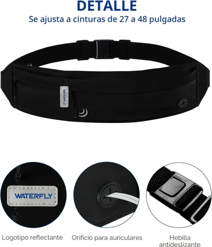 Vista 5 de WATERFLY Cinturón Riñonera para Correr: Paquete de Cintura para Corredor Maratón Jogging Deporte Ejercicio Fitness Soporte de Teléfono Cinturón