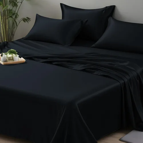 Vista 46 de Linenwalas - Sábana bajera de bambú, con bolsillo profundo, elástico y seguro, ropa de cama suave y refrescante perfecta para el cuidado de la piel