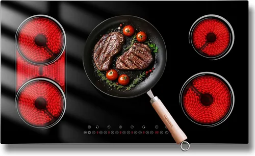 Vista 8 de Placa de cocina eléctrica, 2 quemadores, estufa eléctrica de 110 V 2000 W con control de perilla, encimera eléctrica radiante de 12 pulgadas e