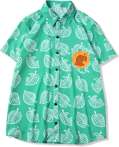 Camisa unisex para cosplay, manga corta con botones para adultos, niños, hombres, mujeres, niñas y niños