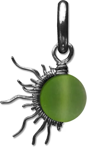 Frosted Lime Green Sea Glass 6mm Mini Sun Pendant in Steel, Copper, Bronze, Black Iron, Titanium, Sterling Silver, 14K Gold, Rose Gold, or Black