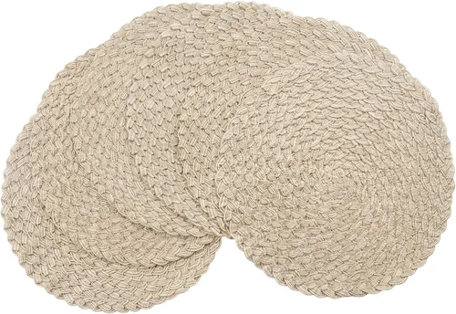 Vista 36 de Floroom Juego de 4 manteles individuales redondos trenzados de 15 pulgadas, lavables, resistentes al calor, de algodón, poliéster, para mesa