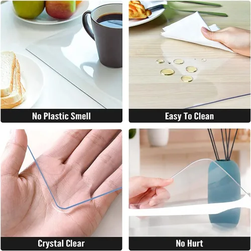 Vista 5 de Royhom Protector de Mesa Transparente de 2mm de Grosor, 12 x 12 Pulgadas, Protector de Mesa de Plástico Transparente, Alfombrilla de Escritorio