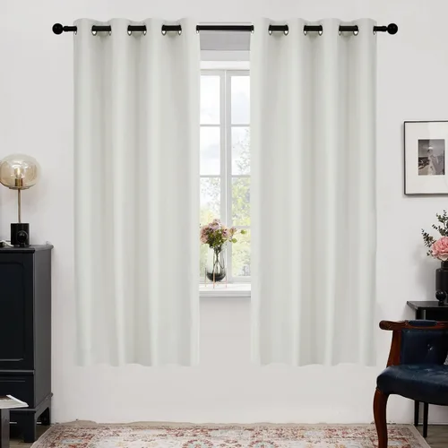 Vista 49 de Deconovo Cortinas totalmente opacas de lino, cortinas de oscurecimiento de habitación con ojales para dormitorio, sala de estar, habitación