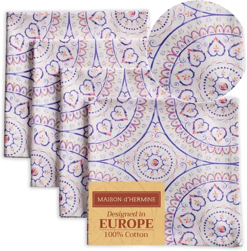 Vista 94 de Maison d' Hermine Juego de 4 servilletas de tela 100% algodón, suaves y duraderas, servilletas cuadradas reutilizables para uso diario, lavables