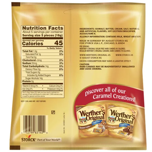 Vista 7 de Needzo Werther's Original - Paquete de caramelos masticables sin azúcar y caramelo de chocolate, bolsa compartible con caramelos envueltos