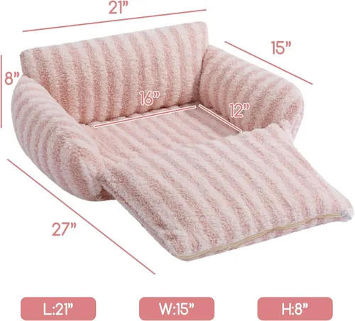 Vista 3 de Hollypet Cama para gatos, mullida, multifuncional, de doble capa, suave para mascotas, sofá ortopédico para gatos y perros pequeños, color rosa