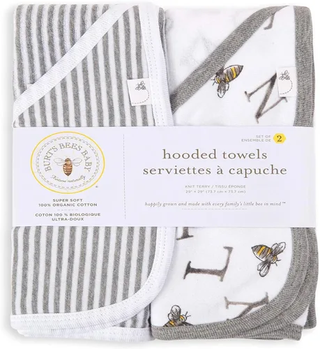 Vista 8 de Burt's Bees Baby - Toallas con capucha, tejido de rizo absorbente, súper suave de una sola capa, 100% algodón orgánico, paquete de 2), A-Bee-C