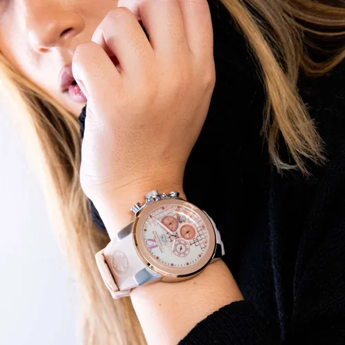 Vista 7 de MULCO Watches for Women -Era 50, Silver Stainless Steel Case with Wrist Silicone Band, Quartz Multifunctional Movement, Large Face Analog Display