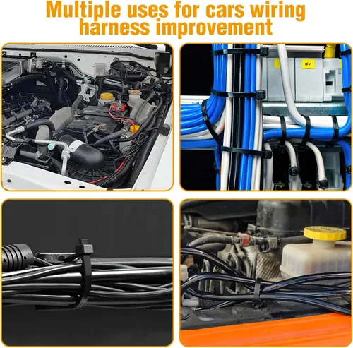 Vista 7 de GOOACC Bridas para cables de montaje a presión, nailon resistente, 4 tamaños populares, surtido de correas de cable autobloqueantes para interiores