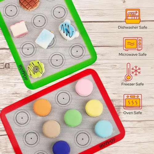 Vista 6 de HOTPOP Esteras de Silicona para Hornear 0.75mm - Láminas de Silicona Antiadherentes para Bandejas de Hornear y para Enrollar con Contornos