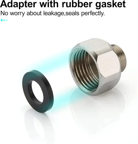 Vista 5 de G 1/2 Female to 3/8 Male COMP Reducer Adapter, Brass Pipe Fittings Water Hose Adapter, Compression Fitting for Kitchen Bathroom Faucet, Pipe