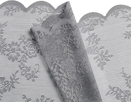 Vista 7 de Lotusolution Cortinas traslúcidas de encaje gris para dormitorio, 55 x 54 pulgadas, paneles de cortina de encaje con rosas florales francesas