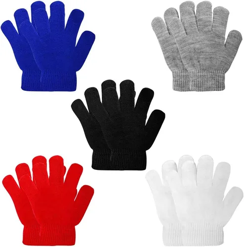 ONESING 3-24 pares de guantes de punto para niños, guantes de invierno blancos para niños, guantes de dedo para niños para niñas