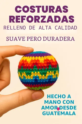 Vista 5 de Funny Guy Mugs Juego de 3 bolas de ganchillo multicolor con patrón geométrico, bolsa de pie, juguetes para interiores y exteriores para niños