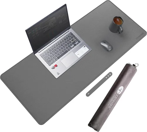 Vista 50 de CENNBIE Tapete de escritorio de cuero, 55 x 19.6 pulgadas, protector de escritorio extra grande, alfombrilla antideslizante extendida, alfombrilla