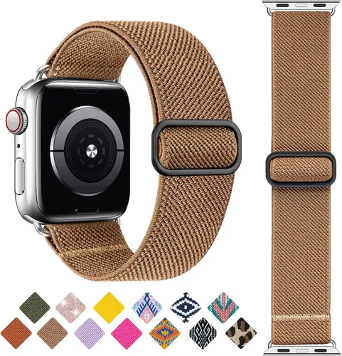 Vista 16 de Correa elástica Solo Loop Compatible con Apple Watch Band de 1.49, 1.57, 1.61, 1.65, 1.73, 1.77, 1.7, 1.97 pulgadas, Boho Bands para iWatch Series