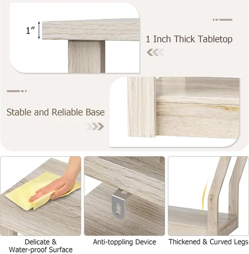 Vista 6 de BestComfort Mesa consola estrecha de 47 pulgadas con cajón, acento de entrada de madera de 3 niveles con estantes abiertos, mesa de sofá multiusos