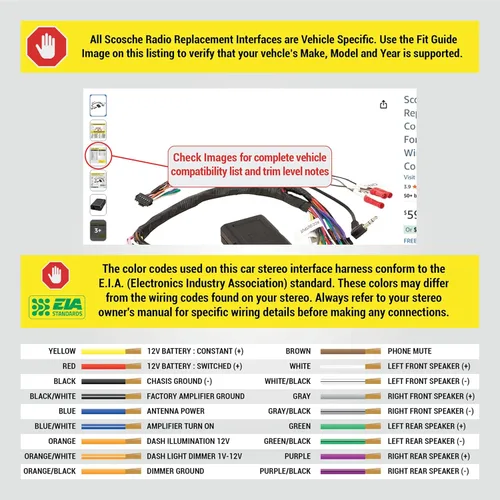 Vista 2 de Kit de adaptador de interfaz de reemplazo de estéreo de fábrica Scosche FD5K-WP, compatible con selectos Ford, Lincoln y Mercury de 2005-2016, arnés