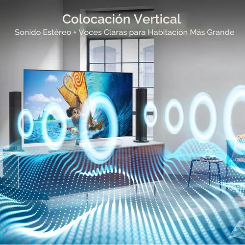 Vista 2 de Barra de sonido para Smart TV, barra de sonido de 80 W con conexión Bluetooth/ARC/Opt/AUX, aumento de volumen dinámico, 3 modos de ecualizador