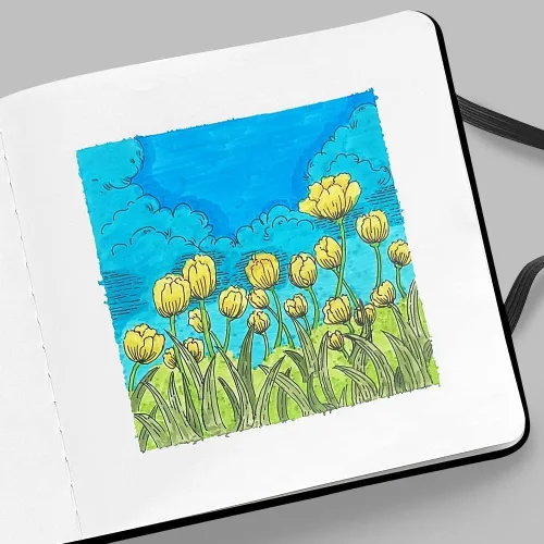 Vista 7 de Mifuner Square 5x5 Bleedproof Marker Paper Pad,110 GSM Alcohol Ink Bristol Paper Sketchbook,Handmade Journal 88 Sheets (176 Pages) Markers Ink