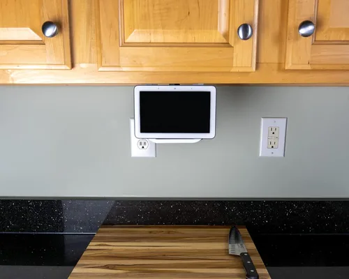 Vista 4 de Google Nest Hub Home Kitchen Under Cabinet Mount Bracket All Hardware Included (White)