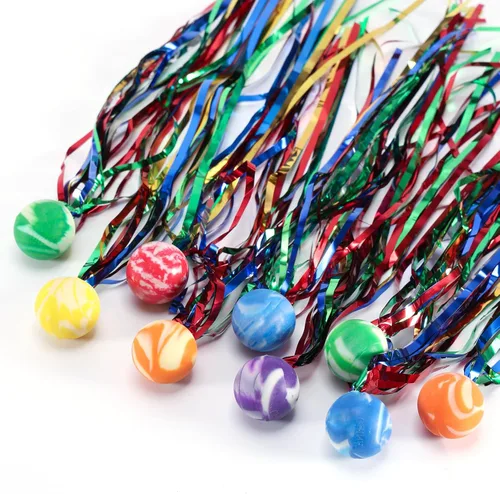 Pllieay 24 bolas de cometa, bolas inflables surtidas con serpentinas coloridas, bolas de goma para recuerdos de fiesta de niños, premios, regalo de