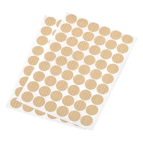 Vista 8 de uxcell Adhesivos de cubierta de agujero de tornillo, 0.827 in de diámetro, PVC autoadhesivas, tapas para muebles de madera, gabinete, estantería