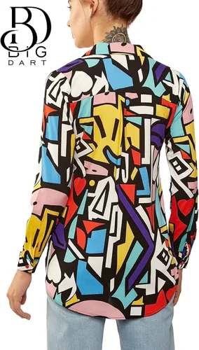 Vista 3 de Blusas para mujer camisas casuales de manga larga con botones XS-3XL