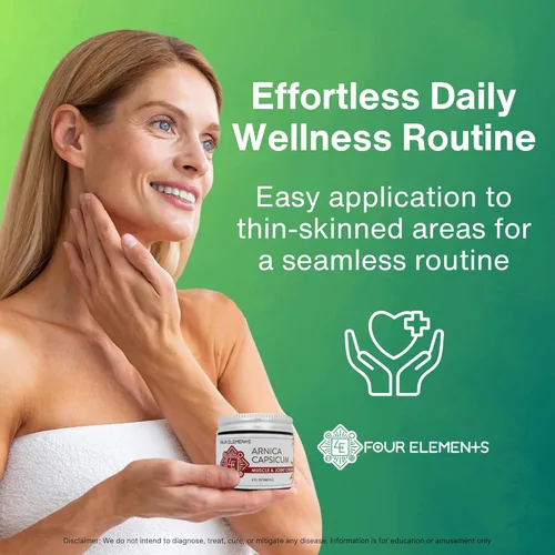 Vista 3 de Four Elements 4E Arnica Capsicum Crema muscular y articular - Hierbas orgánicas - 2 oz