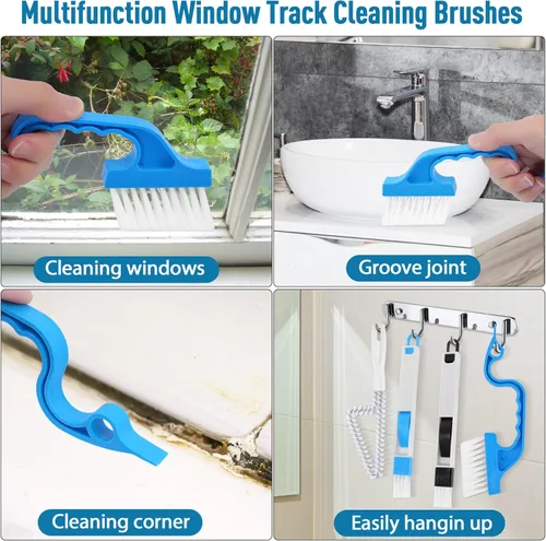 Vista 5 de 13 cepillos de limpieza de ranura de ventana, herramientas de limpieza de rieles de ventana, cepillo mágico de limpieza de ventanas, limpiador