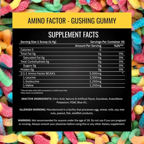 Vista 8 de Nutrithority Amino Factor - BCAA instantáneos, goma chorreante, 30 porciones, aminoácidos de cadena ramificada sin azúcar, bebida intra y después