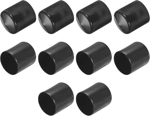 Vista 88 de uxcell 10 tapas de goma para extremos de 0.591 in de identificación, tapa de extremo redondo, protectores de rosca de tornillo, color negro