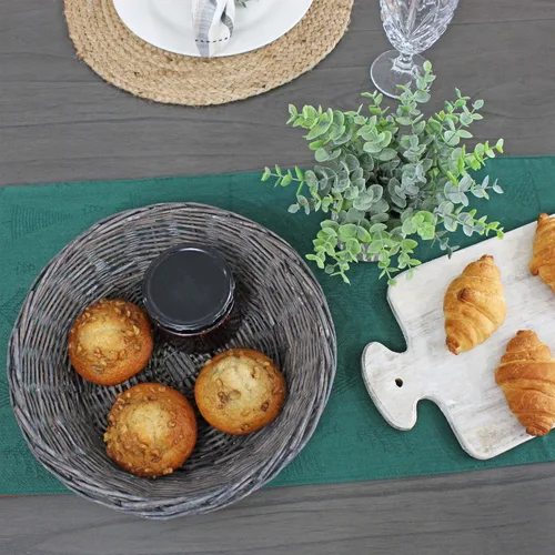 Vista 4 de AuldHome Design Canastas redondas para pan (lavado en gris, paquete de 2), cesta redonda de mimbre tejida rústica para cocina, hogar y almacenamiento