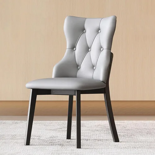 Upholstered Dining Chairs with Backrest,Kitchen Chairs Leather,Living Room Chair with Wood Legs for Home, Restaurant, Hotel, Conference Room, Grey