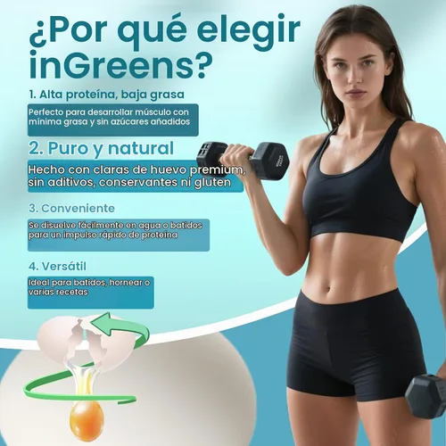 Vista 6 de inGreens Polvo de proteína de clara de huevo seco de 1 libra