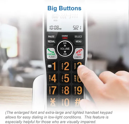Vista 9 de AT&T BL102 DECT 6.0 Teléfono inalámbrico para el hogar con contestador, bloqueo de llamadas, locutor de identificación de llamadas, asistencia