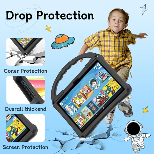 Vista 6 de Funda para tablet Fire HD 8, funda para Kindle 8, Auorld Rotating 360, ligera, a prueba de golpes, de 8 pulgadas, con soporte de asa para Fire HD