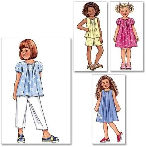 Vista 6 de BUTTERICK PATTERNS B4176 Camisa, vestido, pantalones cortos y pantalones para niñas/niñas, talla 2-3-4-5