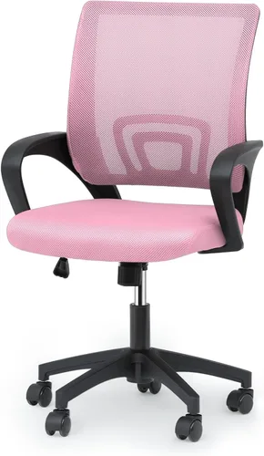 Vista 24 de Magshion Juego de 2 sillas ergonómicas de oficina, silla de escritorio de malla con respaldo medio, silla giratoria ajustable para computadora
