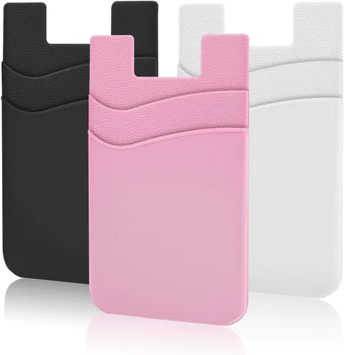 Vista 20 de SHANSHUI Soporte para tarjetas de teléfono, paquete de 3 fundas de silicona para tarjetas de crédito, tarjeta de visita, bolsillo para iPhone