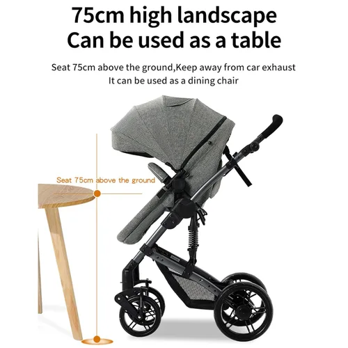 Vista 8 de Cochecito de bebé, cochecito de bebé, 2 en 1, plegable, portátil, cómodo, para bebés de 0 a 36 meses (588-BG)