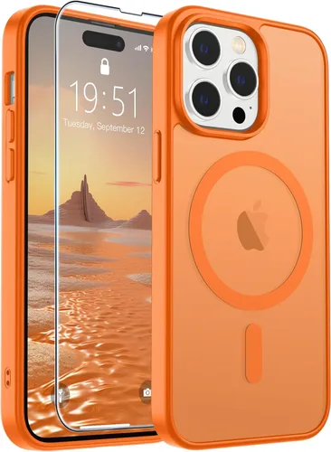 Vista 57 de SUPFINE - Funda magnética para iPhone 14 Pro Max (compatible con MagSafe), (protección contra caídas de grado militar de 10 pies), delgada, Negro