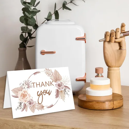 Vista 7 de AnyDesign Tarjetas de agradecimiento florales bohemias a granel, paquete de 36 ramos de rosas bohemias, tarjetas de notas con calcomanías de sobre