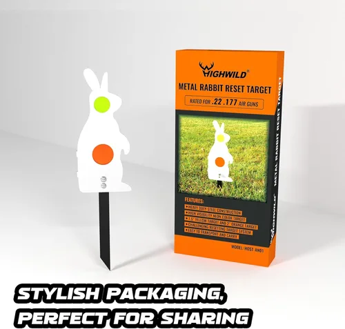 Vista 8 de Highwild Diana de conejo de metal con reinicio automático con placas de neón - Dos métodos de uso - Calificada para armas de aire comprimido.22/.177