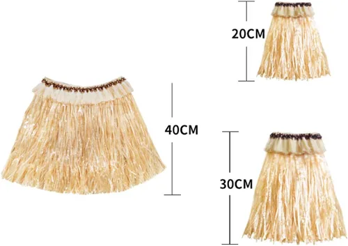 Vista 5 de Conjunto de disfraz elástico hawaiano para fiesta de hierba hula para mujeres y hombres