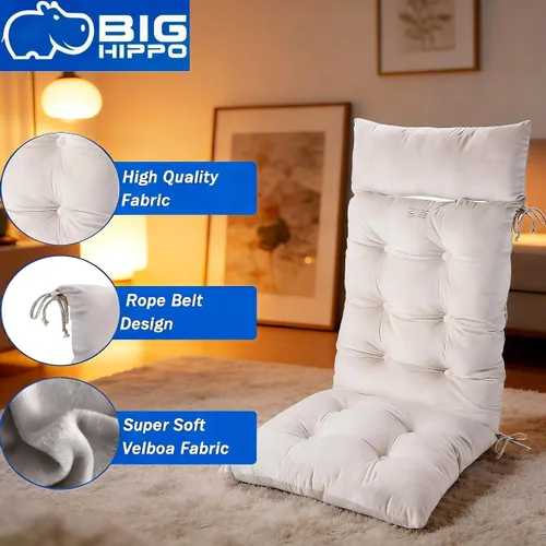 Vista 6 de Big Hippo Juego de cojines para silla mecedora con reposacabezas desmontables, almohadillas extra gruesas para asiento y respaldo, lavable a