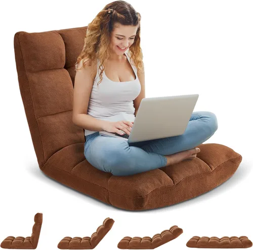 Vista 104 de Silla plegable para juegos de suelo de 14 posiciones, acolchada y ajustable, con algodón transpirable y terciopelo coral agradable a la piel