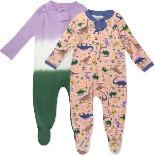 HonestBaby Sleep and Play Footed Holiday Pajamas One-Piece Sleeper Zip-front Organic Cotton PJs BabyBoys,Girls,Unisex(LEGACY)
