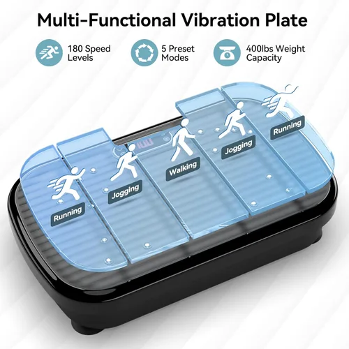 Vista 2 de Vibration Plate Exercise Machine Weight Loss, Whole Body Vibration Plate for Lymphatic Drainage, 180 Adjustable Speeds Vibrating Plate Fitness